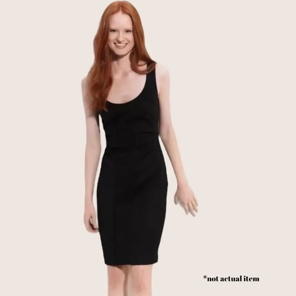 🖤 DIANE VON FURSTENBURG DVF RUCHED BODY CON WOOL BLEND TANK DRESS SIZE 10 - Picture 2 of 7
